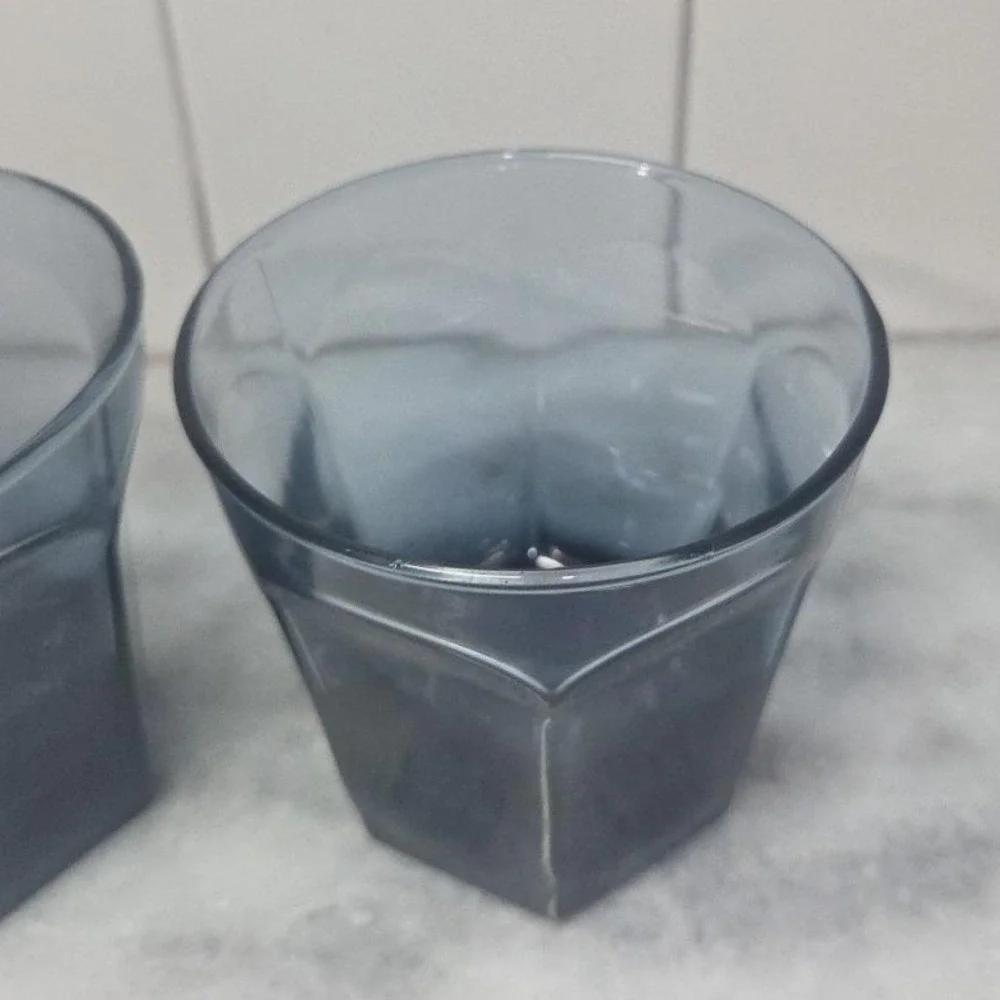 Anchor Hocking Courtney‎ Dark Blue Rocks Glasses, Set of 2, VTG Lowball Tumblers